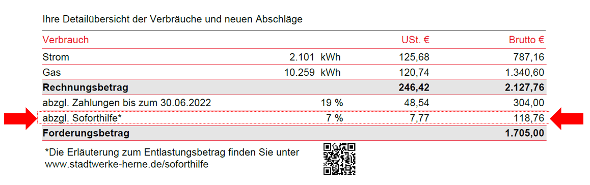 Soforthilfe-Infos zu den Preisbremsen | Stadtwerke Herne